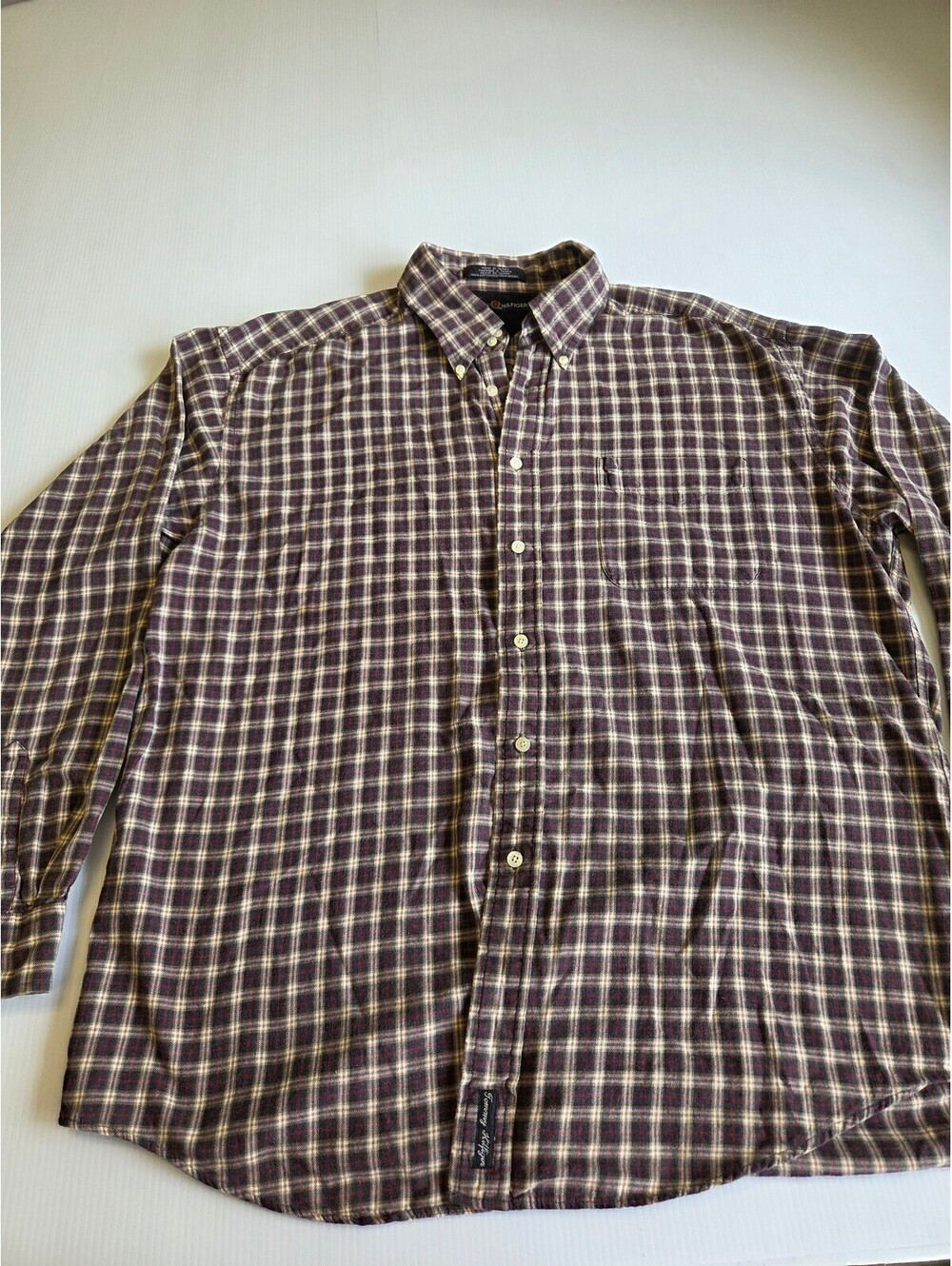 Tommy Hilfiger XL Men's Button-Down Plaid Shirt 100% Cotton